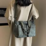 Casual Corduroy Messenger Bags Large Capacity Commuter Mummy Portable Shoulder Bag - Image 2
