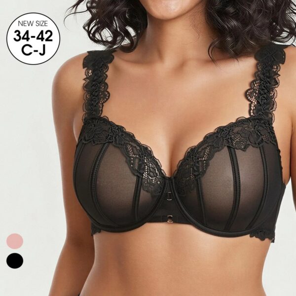 2026 Ultra Thin Mesh Bras Women Underwire Full Cup Size Lace Bra