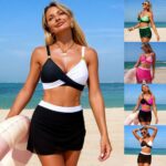 Women's Sleeveless Mesh Fitness Sports Two-Piece Bikini Swimwear Tankini Set