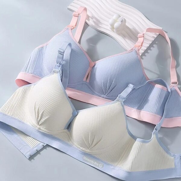 Double Buckle Nursing Bra Push-up Breathable Pregnancy Bralette Pure Cotton Convenient Nursing Bralette for Breastfeeding