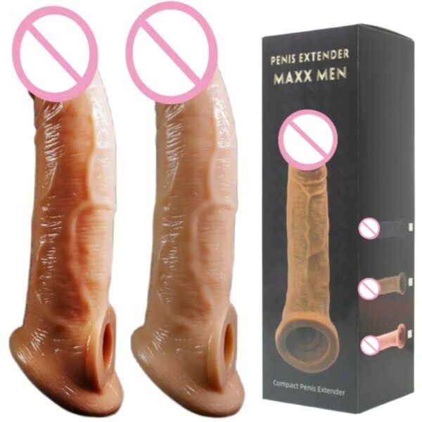 Pe*nis Con*dom De**lay Silicone 21cm Realistic Pe*nis Sleeve