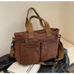 Casual Corduroy Messenger Bags Large Capacity Commuter Mummy Portable Shoulder Bag - Image 12