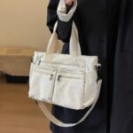 Casual Corduroy Messenger Bags Large Capacity Commuter Mummy Portable Shoulder Bag - Image 4