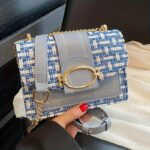 Chic Mini Plaid Tweed Crossbody Bag with Adjustable Strap, Fashionable Buckle Closure - Image 4