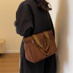 Casual Corduroy Messenger Bags Large Capacity Commuter Mummy Portable Shoulder Bag - Image 5