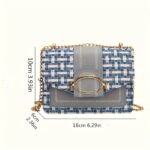 Chic Mini Plaid Tweed Crossbody Bag with Adjustable Strap, Fashionable Buckle Closure - Image 5