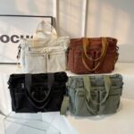 Casual Corduroy Messenger Bags Large Capacity Commuter Mummy Portable Shoulder Bag - Image 6