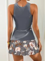 2026 Summer Women's Floral Tankini Swimsuit Conservative High Waist Swim Shorts Floral - Image 5