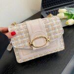 Chic Mini Plaid Tweed Crossbody Bag with Adjustable Strap, Fashionable Buckle Closure - Image 7