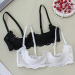 2PCS women's lace open cup lingerie, soft, skin friendly, breathable, plus size anti sagging sexy lingerie