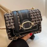 Chic Mini Plaid Tweed Crossbody Bag with Adjustable Strap, Fashionable Buckle Closure - Image 8